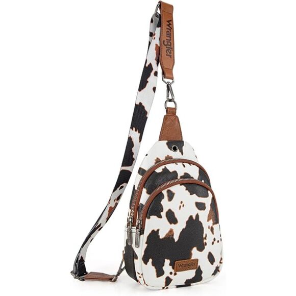 Wrangler Western Crossbody Sling Bags Backpack Chest Bag Cow Print - Picture 4 of 4